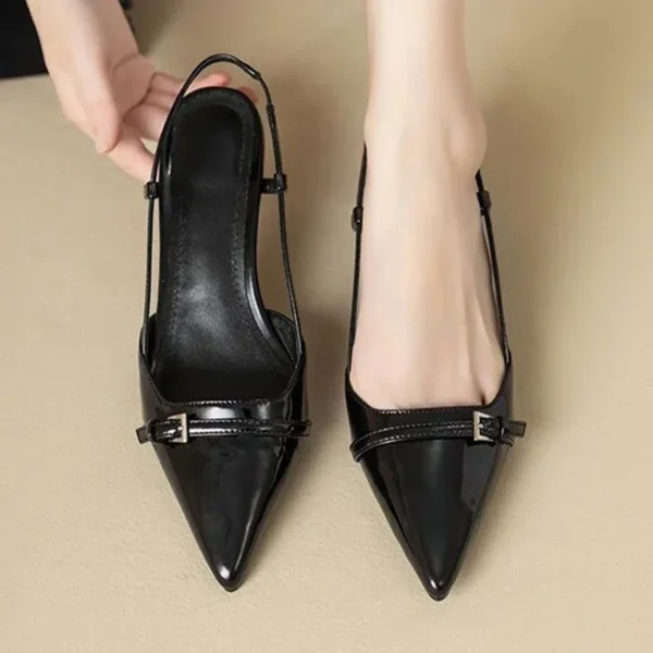 Pointed Toe Sexy Mid Heels Party Patent Sandals Women Gladiator Sandals Designer Summer Brand Pumps Slingback Dress Slippers - Image 3