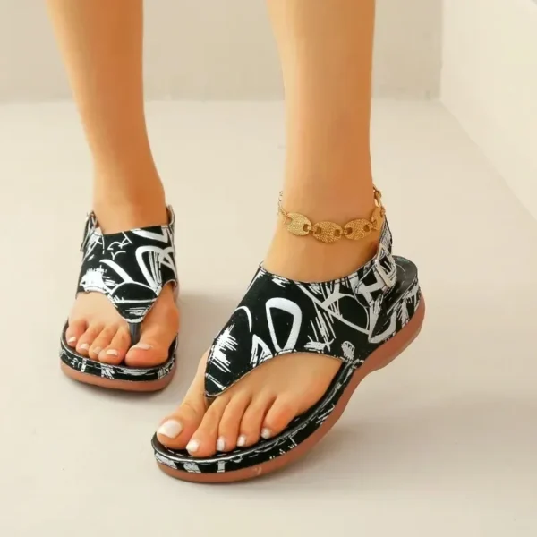 Women's Retro Orthopedic Wedge Platform Sandals 2024 Summer Causal Buckle Flat Shoes Ladies Beach Flip Flops Zapatos De Mujer - Image 3