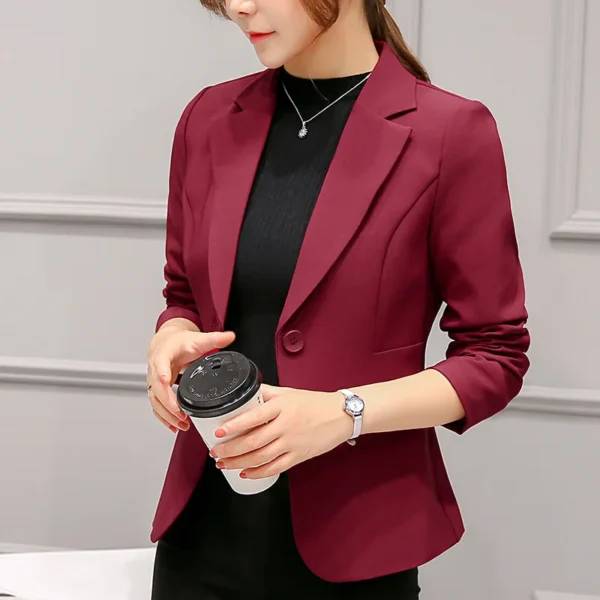 Women's Blazer 2022 Red Long Sleeve Blazers Pockets Jackets Coat Slim Office Lady Jacket Female Tops Suit Blazer Femme Jackets - Image 6