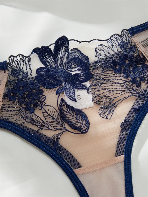 Mesh Embroidered Lingerie Sets for Women Delicate Eroctic Lingerie Female Fancy Underwear Intimate Transparent Bra Sets 3-Point - Image 5