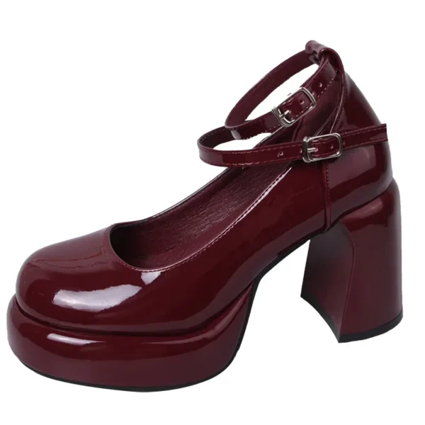 Designer Platform Women Mary Jane Shoes Fashion Elegant Double Buckle Thick Heel Shoes Ladies Dress Pumps High Heel Party Shoes - Image 6