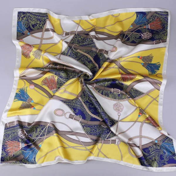 Fashion Kerchief Silk Satin Neck Scarf For Women Print Hijab Scarfs Female 90*90cm Square Shawls and Wraps Scarves For Lady 2022 - Image 5