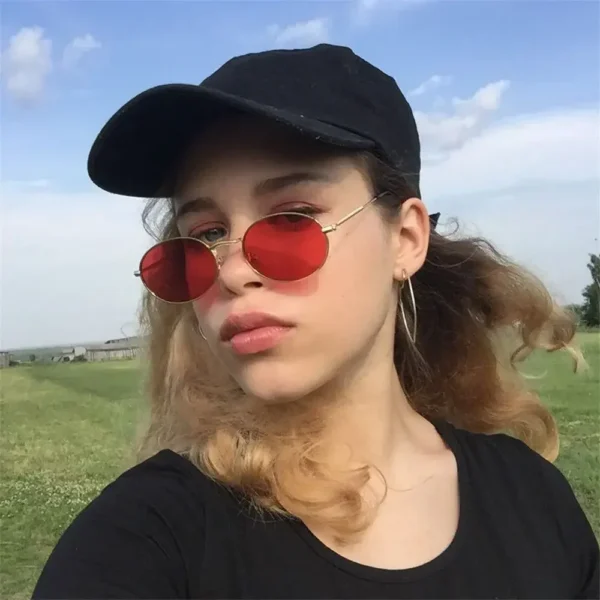 Women Steampunk Oval Sunglasses Gold Silver Small Frame Retro Sex Round Sunglasses 400UV Gradient Mirror Glasses Driver Goggles - Image 4