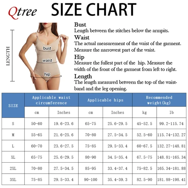 Qtree Plus Size Bodysuit Shapewear Women's Tummy Control Sculpting Bodysuit Body Shaping One-piece Underwear Slimming Shapewear - Image 2