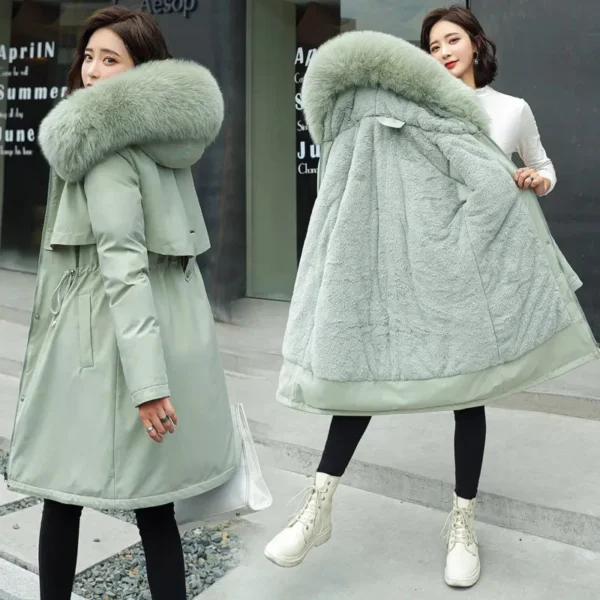 Winter Jacket 2023 New Women Parka Clothes Long Coat Wool Liner Hooded Jacket Fur Collar Thick Warm Snow Wear Padded Parka 6XL - Image 3