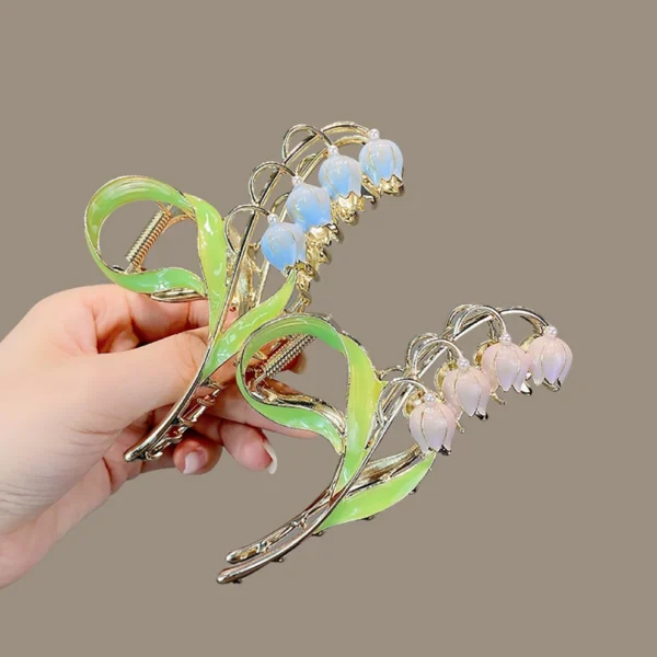 Girls Sweet Opal Flower Hair Clip Exquisite Ponytail Claw Clip Shark Clip Woman Hair Clip Accessori For Girl Hair Accessories