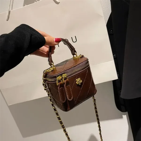 Small Shoulder Bucket Bag For Women Classic Mini Clutches Female Small Square Box Crossbody Metal Chain Handbag