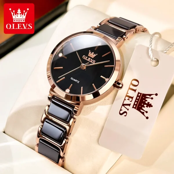 OLEVS Fashion Elegant Watch for Women Japanese Movement Ceramics Strap Luxury Ladies Bracelet Quartz Watches Gifts Reloj Mujer - Image 5