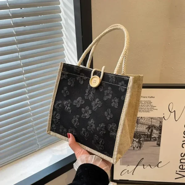 2024 Linen Bags Handbag For Women Shopper Tote Bag Fashion Designer Bag Convenient Large-capacity For Travel Grocery Bag - Image 5