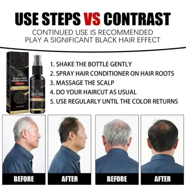 Gray White Hair Treatment Serum Cover White Hair To Black Natural Color Repair Spray Anti Loss Hair Restore Healthy Hair Care - Image 5