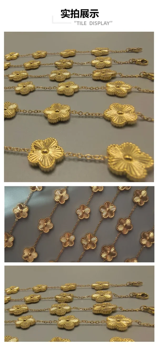 Plum Blossom Metal Laser Bracelet Stainless Steel Waterproof and Allergic Resistant High Quality Jewelry Temperament Clover - Image 3